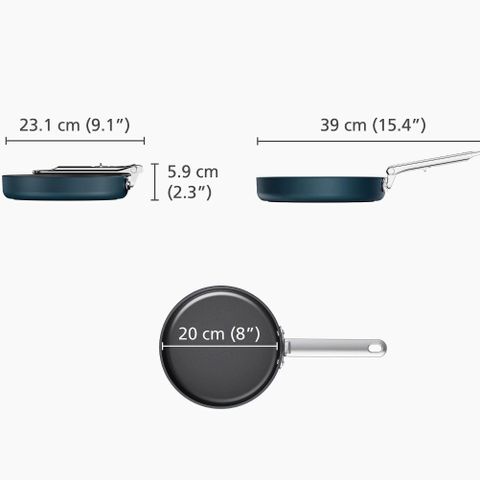 Chảo rán chống dính Joseph Joseph 45040 Space 20cm - Chảo bếp từ, công nghệ SwingLock, an toàn, chuyên nghiệp, màu xanh
