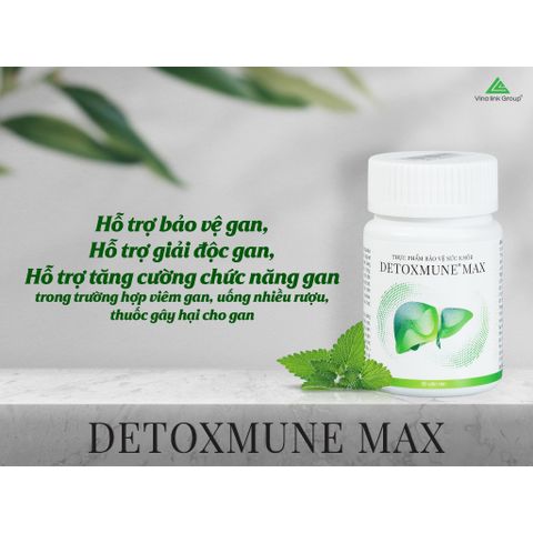 Thực phẩm chức năng bảo vệ gan DETOXMUNE MAX - Giải độc, thanh nhiệt, hỗ trợ chức năng gan, hạn chế tổn thương tế bào gan