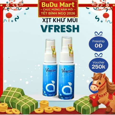 Vfresh Xịt Khử Mùi Cơ Thể - Ngăn Ngừa Mùi Hôi Nách và Hôi Chân - 30ml, Sản Phẩm Mỹ Phẩm An Toàn, Không Cồn, Không Paraben