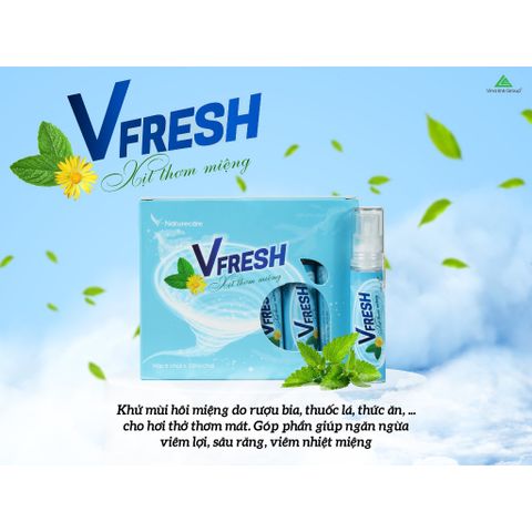Xịt thơm miệng VFRESH bạc hà - Khử mùi hôi miệng, chống vi khuẩn, hơi thở thơm mát, 10ml/chai - Giải pháp tiện lợi cho mọi lúc.