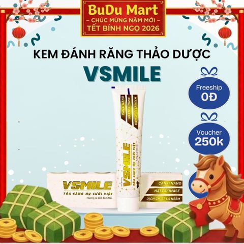 Kem Đánh Răng VSMILE - Giữ Sạch Răng Miệng, Ngăn Ngừa Đột Quỵ, Hơi Thở Thơm Mát, Đánh Bật Mảng Bám, Chăm Sóc Răng Miệng Tốt Nhất