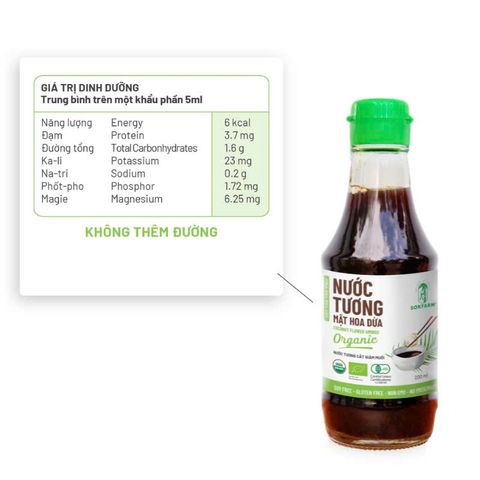 Nước Tương Mật Hoa Dừa Organic Sokfarm 200ml - Ít Muối, Không Đậu Nành, Sản Phẩm Hữu Cơ Tự Nhiên, Gia Vị UMAMI Thơm Ngon