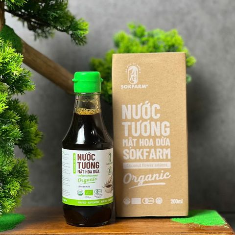 Nước Tương Mật Hoa Dừa Organic Sokfarm 200ml - Ít Muối, Không Đậu Nành, Sản Phẩm Hữu Cơ Tự Nhiên, Gia Vị UMAMI Thơm Ngon