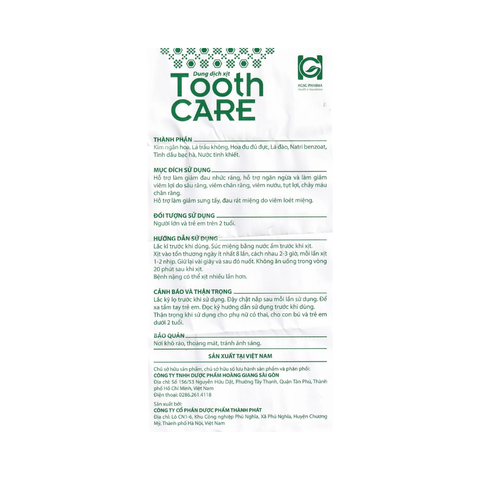 Dung Dịch Xịt Giảm Đau Nhức Răng Tooth Care 20ml - Hỗ Trợ Viêm Nướu, Chiết Xuất Từ Thiên Nhiên, Giảm Đau Nhanh Chóng