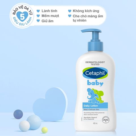 Sữa Dưỡng Ẩm Da Hàng Ngày Cho Bé Cetaphil Baby Daily Lotion 400ml - Dưỡng ẩm nhẹ nhàng cho làn da nhạy cảm, không gây kích ứng.