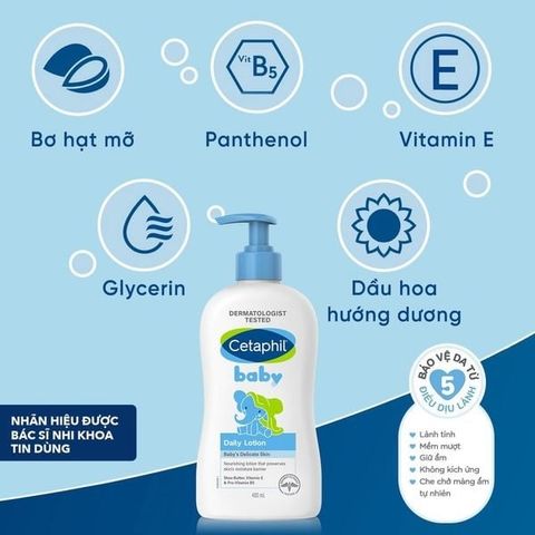 Sữa Dưỡng Ẩm Da Hàng Ngày Cho Bé Cetaphil Baby Daily Lotion 400ml - Dưỡng ẩm nhẹ nhàng cho làn da nhạy cảm, không gây kích ứng.