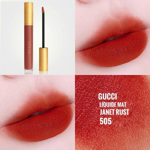 Son Kem Gucci Rouge Liquid Matte 505 Janet Rust Màu Đỏ Đất 6.5ml - Son Cao Cấp Thời Thượng và Sang Trọng Chất Son Mịn Màng