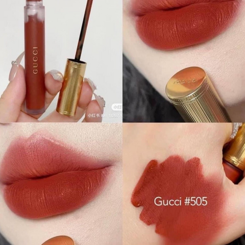 Son Kem Gucci Rouge Liquid Matte 505 Janet Rust Màu Đỏ Đất 6.5ml - Son Cao Cấp Thời Thượng và Sang Trọng Chất Son Mịn Màng