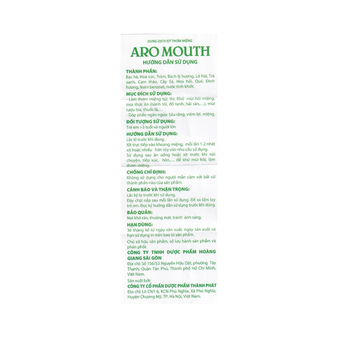 Xịt thơm miệng Aro Mouth 10ml - Khử mùi hôi miệng, giúp bạn có hơi thở thơm mát, chống viêm lợi và sâu răng hiệu quả