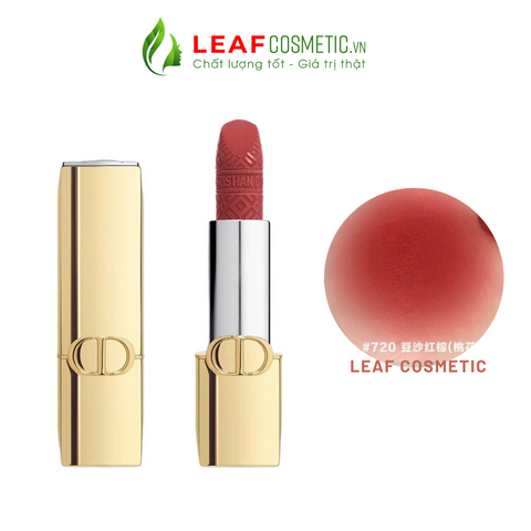Son Dior Rouge Dior Lipstick Limited Edition 720 Velvet - Son Môi Sang Trọng Màu Đỏ Hồng Nâu Chính Hãng, Hộp Vàng Thời Thượng