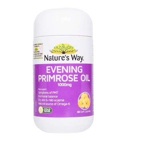 Tinh Dầu Hoa Anh Thảo Nature's Way Evening Primrose Oil 1000mg - 60 Viên Dễ Uống Cho Sức Khỏe Tự Nhiên Từ Úc