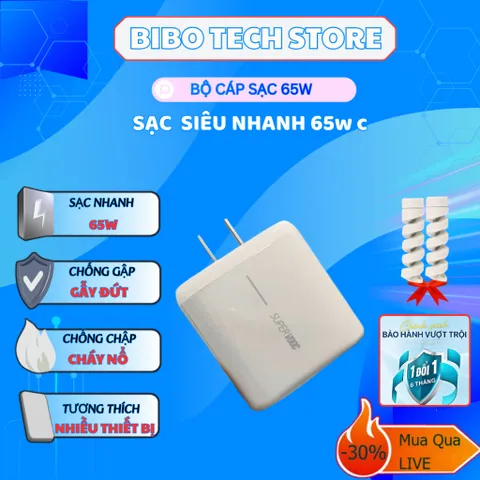 Bộ Sạc Siêu Nhanh 65W SuperVOOC | Củ & Cáp Type-C Tương Thích OPPO/Realme/Vivo - Bảo Hành 6 Tháng