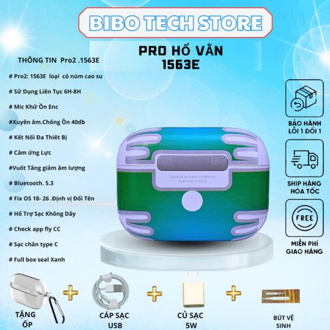 Tai Nghe Bluetooth Pro2 Hổ Vằn 1563E - Chống Ồn 40dB, BT 5.3, Âm Thanh Chất Lượng, Kết Nối Đa Thiết Bị, Pin 24 Giờ - Full Box