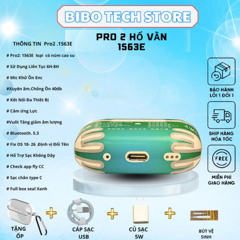 Tai Nghe Bluetooth Pro2 Hổ Vằn 1563E - Chống Ồn 40dB, BT 5.3, Âm Thanh Chất Lượng, Kết Nối Đa Thiết Bị, Pin 24 Giờ - Full Box