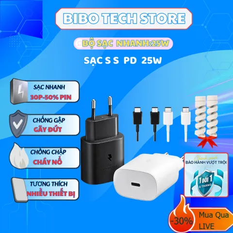 Bộ Sạc Nhanh 25W Type-C PD/PPS - Cáp CtoC Siêu Bền, Sạc Ổn Định Tương Thích Với Tất Cả Thiết Bị Samsung