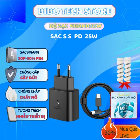 Bộ Sạc Nhanh 25W Type-C PD/PPS - Cáp CtoC Siêu Bền, Sạc Ổn Định Tương Thích Với Tất Cả Thiết Bị Samsung