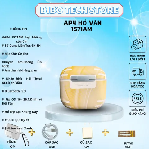 Tai Nghe Bluetooth AP4 1571AM Hổ Vằn - Mic Khử Ồn ENC, Kết Nối Bluetooth 5.3, Pin 6–8 Giờ, Tặng Phụ Kiện Chất Lượng