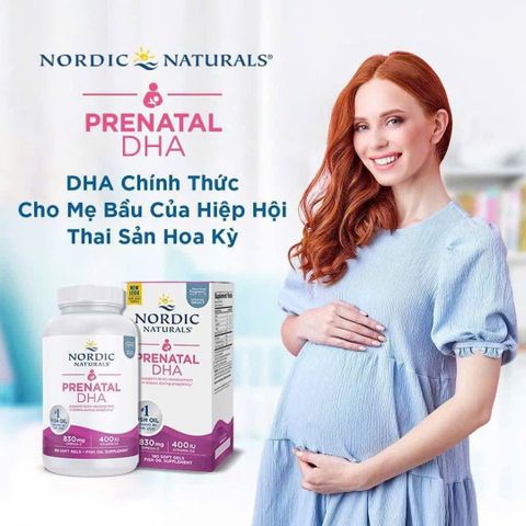 Viên uống Prenatal DHA Nordic 90 viên - Bổ sung Omega-3 cho bà bầu và trẻ sơ sinh, hỗ trợ phát triển trí não và giảm căng thẳng.