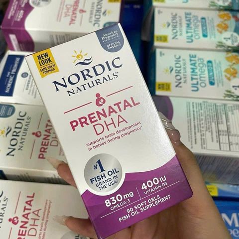 Viên uống Prenatal DHA Nordic 90 viên - Bổ sung Omega-3 cho bà bầu và trẻ sơ sinh, hỗ trợ phát triển trí não và giảm căng thẳng.