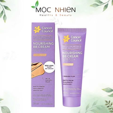 Kem Chống Nắng BB Cream SPF 50+ Matte Light Tint Cancer Council 50ml - Dưỡng Ẩm Làn Da, Trang Điểm Nhẹ, An Toàn Cho Da Nhạy Cảm