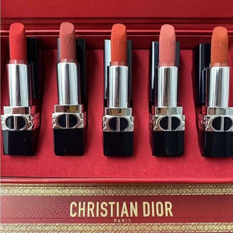 Combo 5 Son Dior Rouge Dior Velvet Finish - Bộ Sưu Tập Son Môi 999 Đỏ Tươi, 720 Hồng Khô, 217 Hồng San Hô, 228 Đỏ Nâu, 188 Cam Đất (5 x 1.5g)