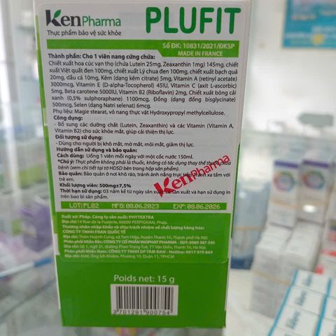 Viên Uống Bổ Mắt PLUFIT - Lutein và Zeaxanthin, Hỗ Trợ Thị Lực, Ngăn Ngừa Lão Hóa, Nhập Khẩu Pháp - 30 Viên