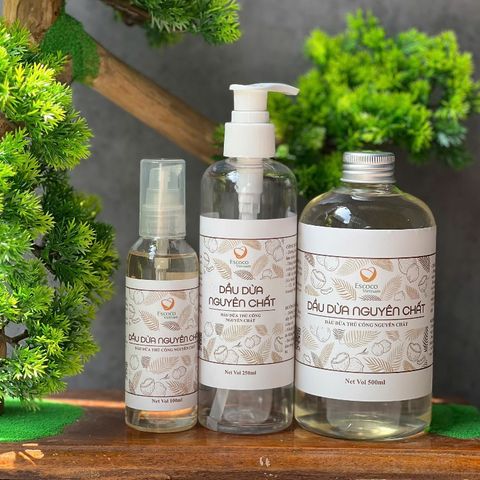 Dầu Dừa Thủ Công Escoco 100ml/250ml/500ml - Dưỡng Ẩm Da, Tóc Mềm Mượt, Tẩy Trang Tự Nhiên, An Toàn Cho Da Nhạy Cảm