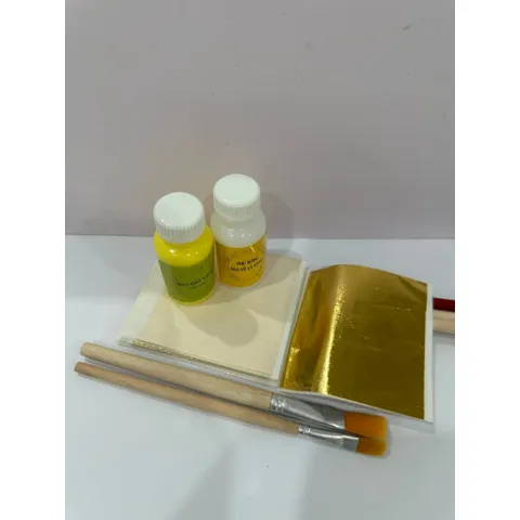 Combo Dát Vàng B Gold Gốc Nước - 50 Lá Vàng Kèm Keo, Phủ & Chổi Dùng Cho Nghệ Thuật Gỗ, Dừa, Bưởi, Dưa Hấu