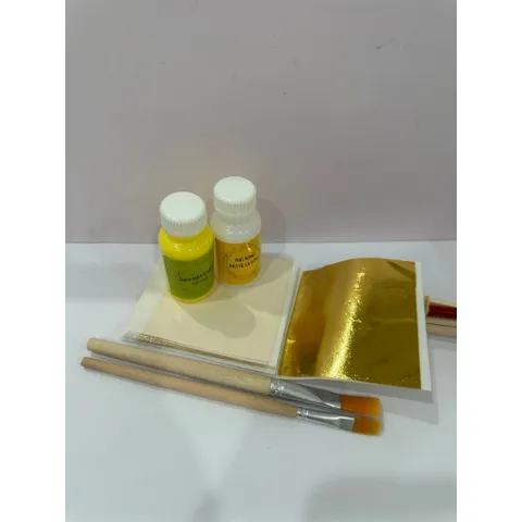 Combo Dát Vàng B Gold Gốc Nước - 50 Lá Vàng Kèm Keo, Phủ & Chổi Dùng Cho Nghệ Thuật Gỗ, Dừa, Bưởi, Dưa Hấu