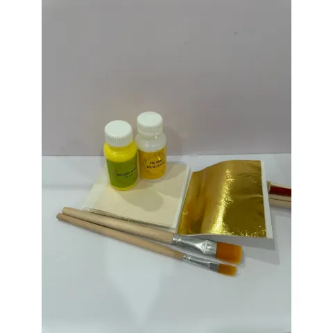 Combo Dát Vàng B Gold Gốc Nước - 50 Lá Vàng Kèm Keo, Phủ & Chổi Dùng Cho Nghệ Thuật Gỗ, Dừa, Bưởi, Dưa Hấu