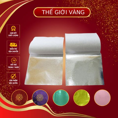 100 Lá Dát Bạc HACOWA 9x9cm - Lá Bạc Công Nghiệp Chất Lượng Cao Dùng Trang Trí Nội Thất, Tặng Quà Sang Trọng