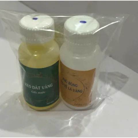 Combo Dát Vàng 24K - 50 Lá Vàng, Keo Gốc Nước, Phủ Bảo Vệ, Chổi Dụng Cụ - Dùng Cho Dừa, Bưởi, Dưa Hấu