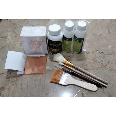 Bộ Combo 500 Lá Vàng MGJ Cao Cấp - Phụ Kiện Dát Vàng Đầy Đủ Cho Mọi Chất Liệu, Kèm Keo và Chổi Vẽ Ứng Dụng