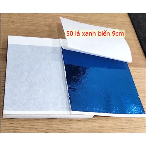 Gói 50 Lá Vàng Xanh Nước Biển (9x9cm) - Chuyên Dát Vàng Trang Trí Đồ Nội Thất Sang Trọng, Đẳng Cấp
