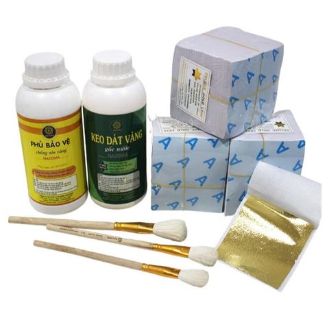 Bộ Combo Dát Vàng Hoa Quả 3000 Lá A Nhật 9cm - Keo và Phủ Bảo Vệ, Dụng Cụ Nghệ Thuật Trang Trí Tết