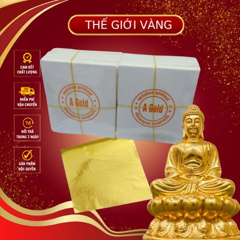 Set 500 Lá Vàng A Gold - Dát Vàng Tượng Phật, Đồ Trang Trí Thủ Công Mỹ Nghệ, Chất Lượng Cao, Kích Thước 9cm x 9cm