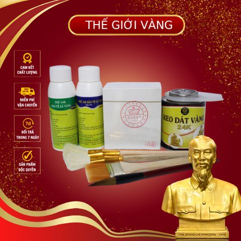 Combo Dát Vàng 24K Đế Vương - Bộ Công Cụ Dát Vàng Đồ Đồng, Gỗ, Gốm Sứ Siêu Bóng, Kèm Keo và Phụ Kiện Chất Lượng Cao