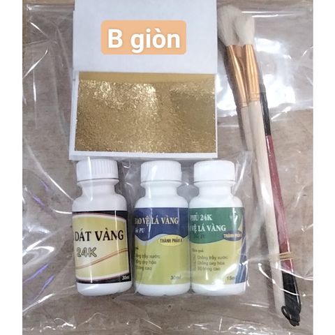Combo Dát Vàng 24K - Bao Gồm Keo Dán Vàng, Lá Vàng, Chổi và Bút, Phù Hợp Với Kim Loại, Gỗ, Đá, Thủy Tinh - Dụng Cụ Thủ Công Nghệ Cao