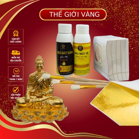 Combo Dát Vàng Tiết Kiệm - Bộ Dụng Cụ Đầy Đủ Để Dát Vàng Trên Thạch Cao, Giấy, Đồ Thủy Sinh, Tượng Phật