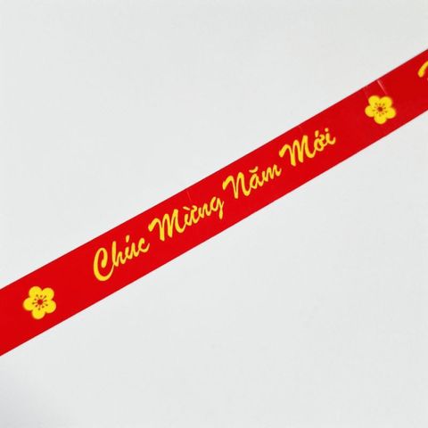 Băng Keo Chúc Mừng Năm Mới Đỏ 12cm - Dùng Trang Trí Quà Tết, Gói Sản Phẩm, Thông Điệp Chúc Mừng Xuân 2024