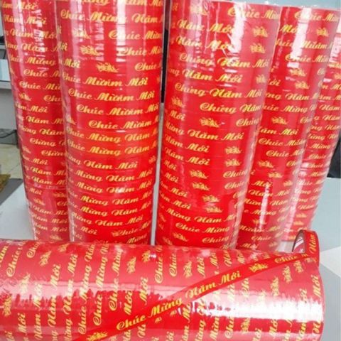 Băng Keo Chúc Mừng Năm Mới Đỏ 12cm - Dùng Trang Trí Quà Tết, Gói Sản Phẩm, Thông Điệp Chúc Mừng Xuân 2024