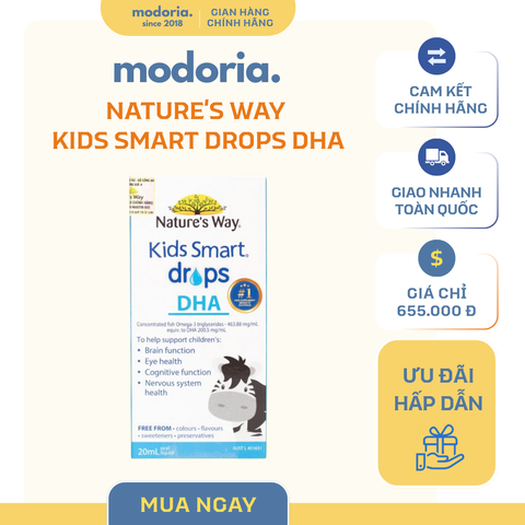 DHA Nhỏ Giọt Kids Smart Drops 20ml - Bổ Sung DHA Cho Trẻ Nhỏ - Dễ Dùng, Pha Sữa, Cháo - Thương Hiệu Nature’s Way Úc