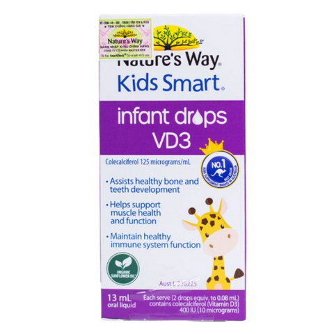 Giọt Vitamin D3 Trẻ Em Kids Smart Nature’s Way 13ml - Giải pháp bổ sung cho trẻ sơ sinh và trẻ nhỏ dễ sử dụng hàng ngày