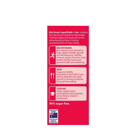 Siro Kids Smart Liquid Multi + Iron Nature's Way 200ml - Bổ Sung Vitamin Tổng Hợp và Sắt Dễ Uống Cho Trẻ Em Từ Úc