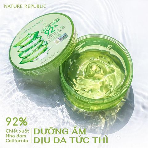 Gel Dưỡng Ẩm Nature Republic Aloe Vera 92% - Giải Pháp Dưỡng Ẩm Từ Thiên Nhiên 300ml cho Da Mịn Màng, Tươi Trẻ