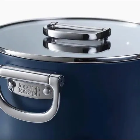 Nồi inox Joseph Joseph Space Blue 25cm 8L có nắp kính - Dụng cụ nhà bếp chuyên nghiệp, chất lượng cao, an toàn cho mọi loại bếp