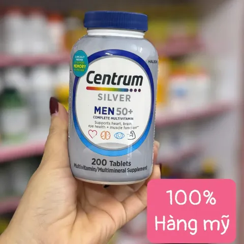 Centrum Silver Men 50+ - 200 viên Multivitamin Bổ Sung Sức Khỏe Cho Nam Trên 50 Tuổi - Hỗ Trợ Tim Mạch, Não Bộ và Thị Lực