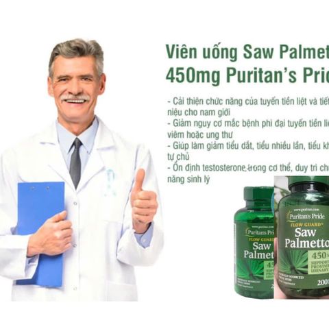 Viên uống hỗ trợ tuyến tiền liệt và đường tiết niệu Saw Palmetto 450mg  200 viên, hàng nhập Mỹ