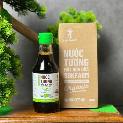 Nước Tương Mật Hoa Dừa Hữu Cơ Sokfarm Ít Muối - 60ml, 200ml, 500ml - Gia Vị Chay Không Đậu Nành, Hấp Dẫn Và Tự Nhiên