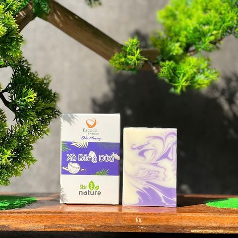 Xà Bông Dừa Oải Hương Escoco 100g - Tắm Thư Giãn, Dưỡng Ẩm Cho Da Nhạy Cảm - Sản Phẩm Thiên Nhiên Việt Nam